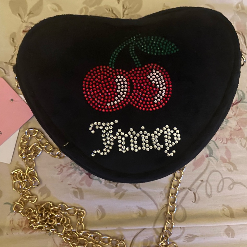 Mini Heart-Shaped Black kids Bag with Cherry Design